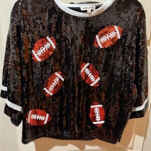Main Strip Black Sequin Football Blouse M